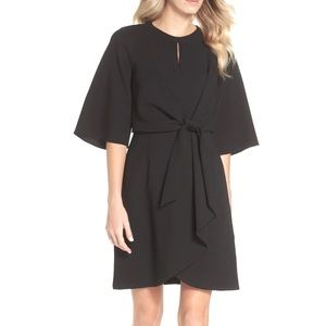 Like New Tahari Arthur S. Levine Tie-Front Crepe Sheath Black Dress Size 18